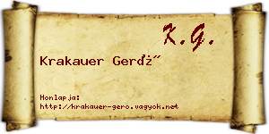 Krakauer Gerő névjegykártya